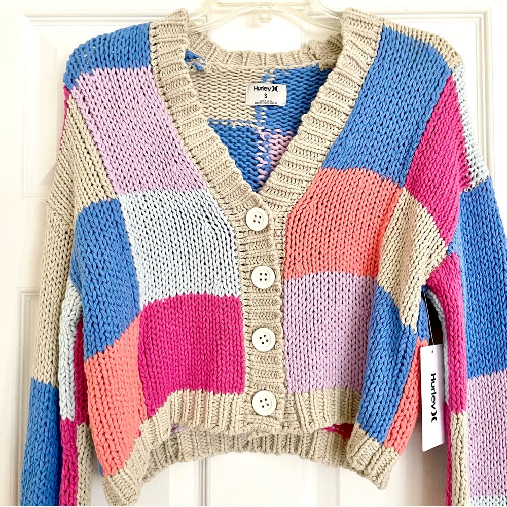 Hurley Patchwork Multicolor Knit Sweater
